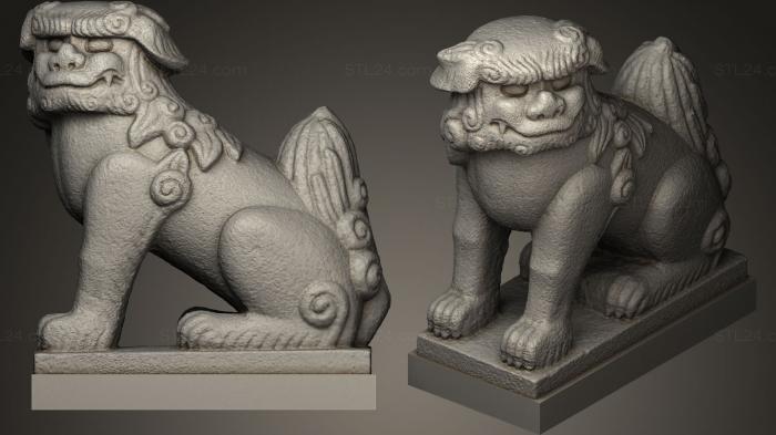 Figurines lions tigers sphinxes (sphinks chinese, STKL_0088) 3D models for cnc